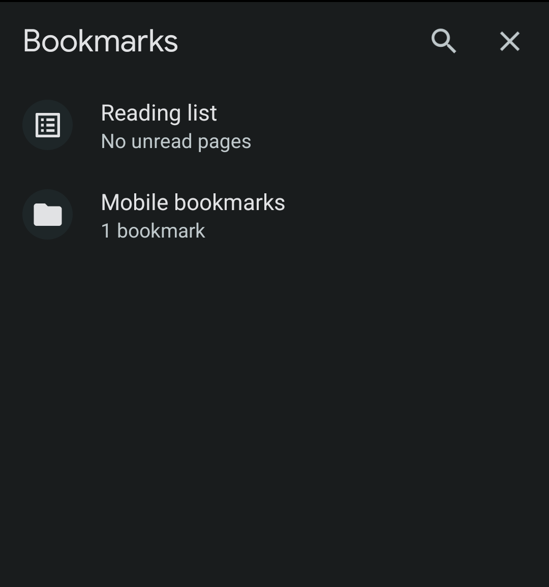 Bookmarks Folders in Chrome for Android