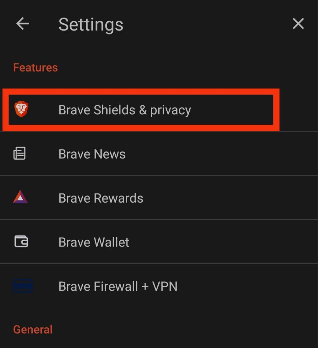 Brave Shield and Privacy on Mobile