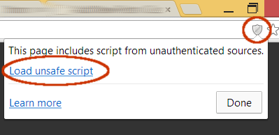 Chrome browser load unauthenticated sources script
