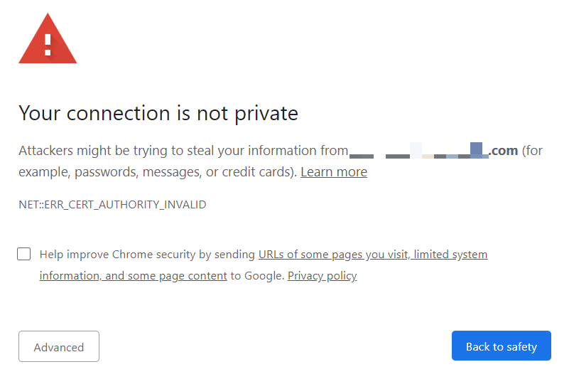 Chrome Your connection is not private