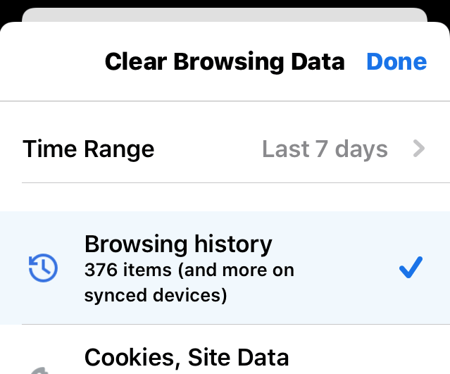 Chrome iOS Delete Browsing History
