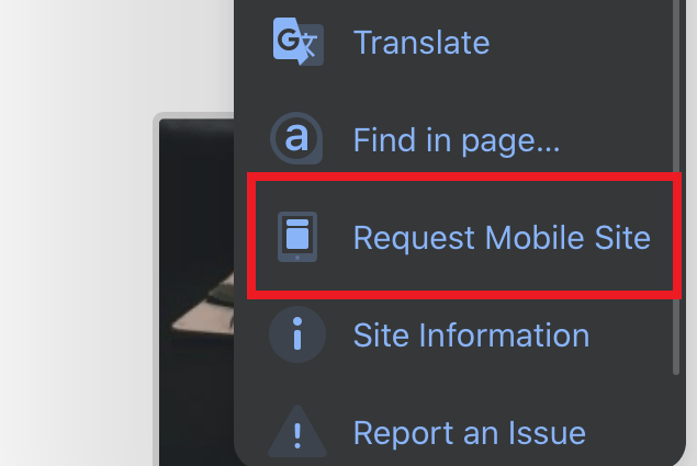 Chrome iOS Request Mobile Site