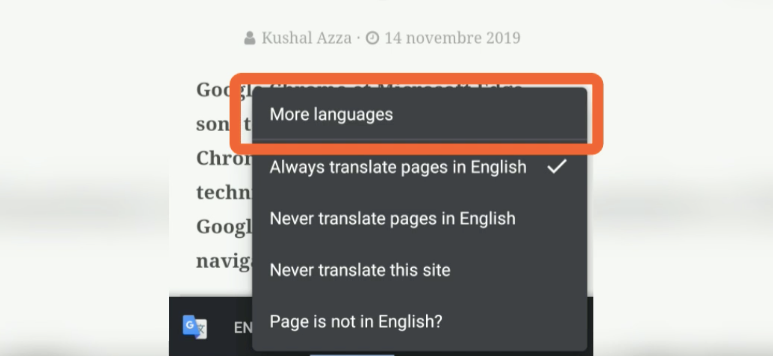 Chrome Android Translate More Languages
