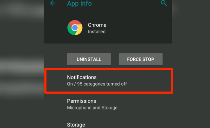 Chrome App info Notifications