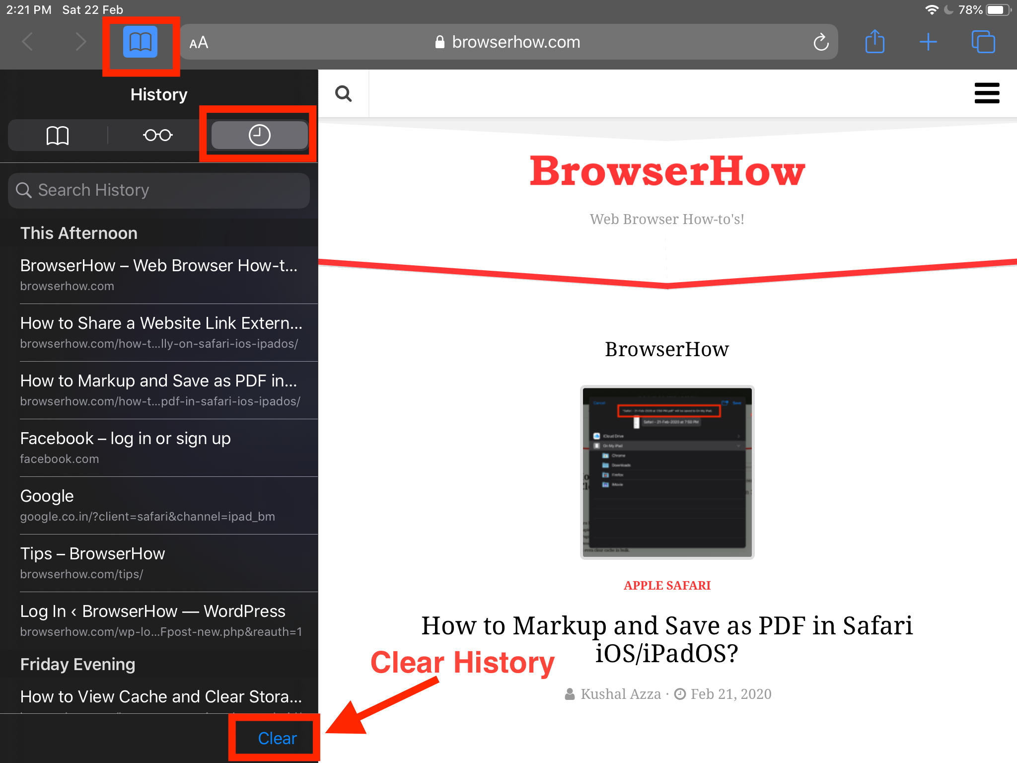 Clear Browser History from Safari on iOS and iPadOS