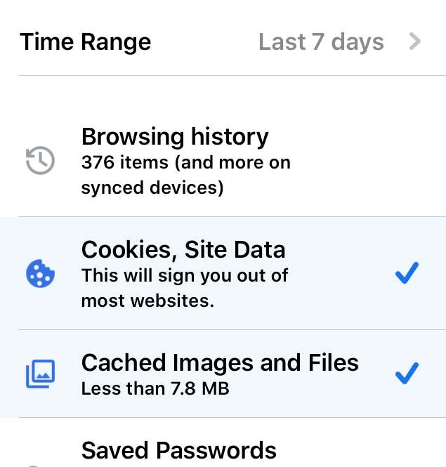 Clear Cookies and Cached Images from Chrome iPhone