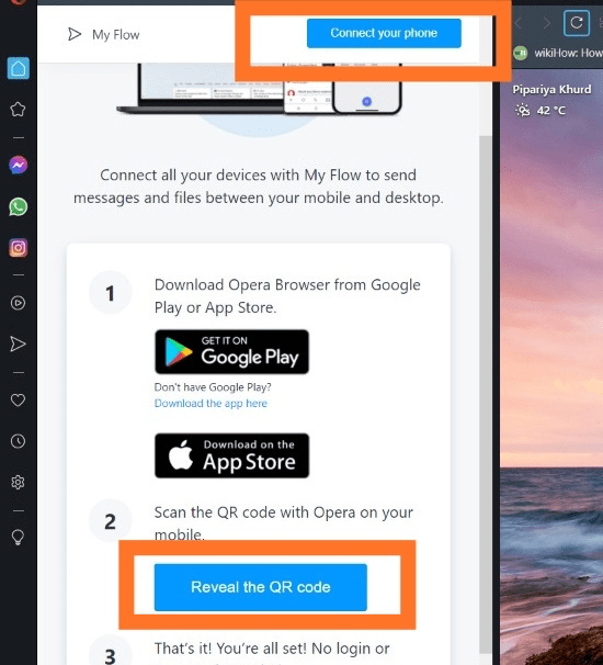 Connect your Phone command on Opera Computer Flow
