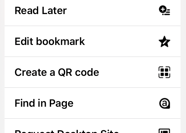 Create a QR code for website in Chrome iOS