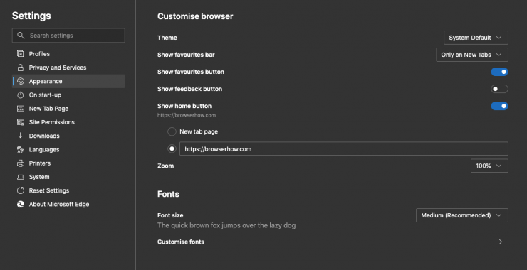 How to Change the Theme and Appearance of Edge app on the Computer