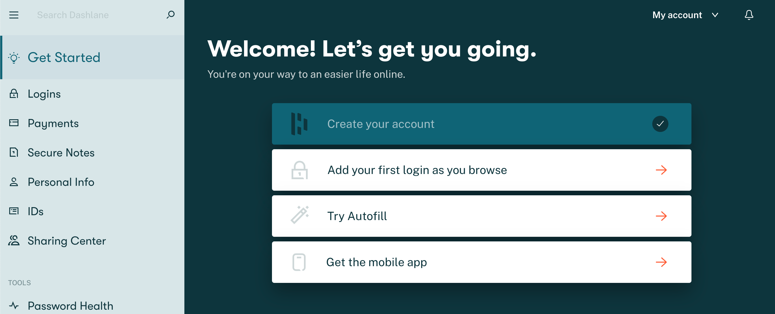 Dashlane Chrome Extension Welcome page