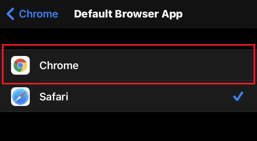 Default Browser App as Chrome iPhone