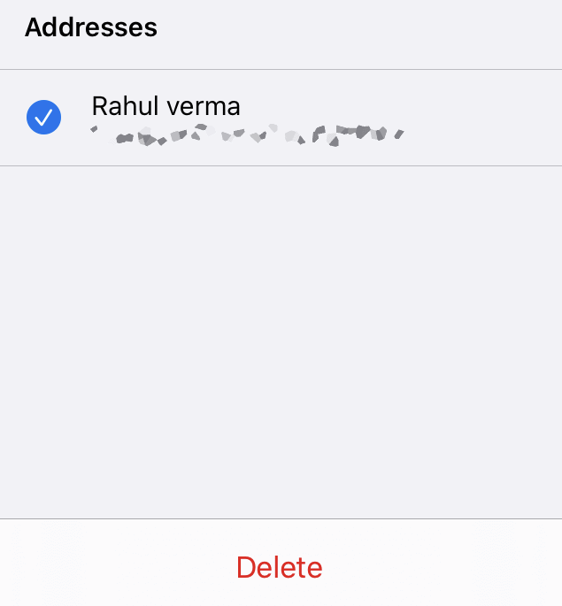 Delete Selected Address in Chrome iOS
