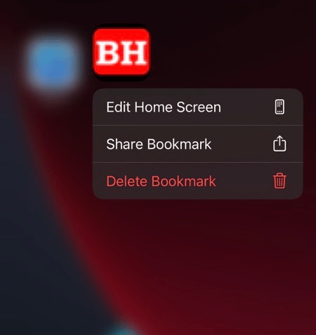 Delete Bookmark Shortcut Link for Safari iPhone