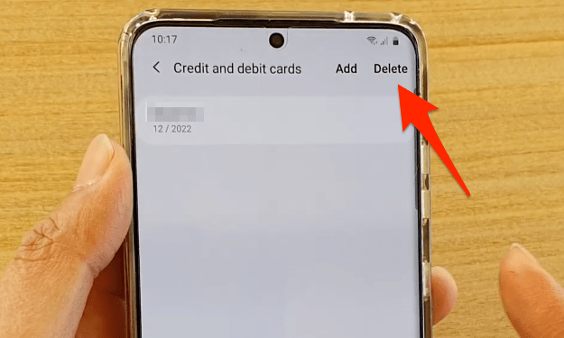 Delete Saved Card Payments from Samsung Internet