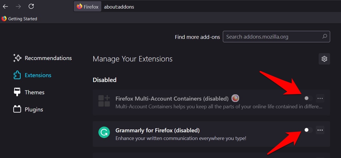 Disable Firefox Add-ons and Extensions