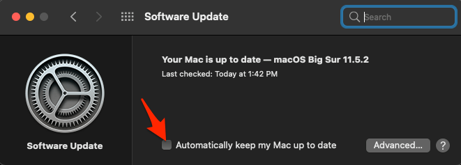 Disable Automatically keep my Mac up to date