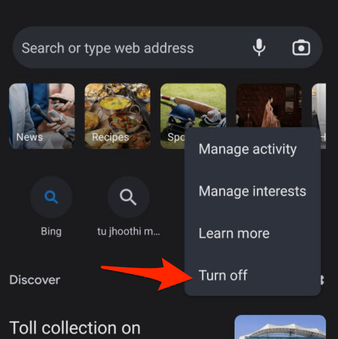 Discover Articles Turn off option