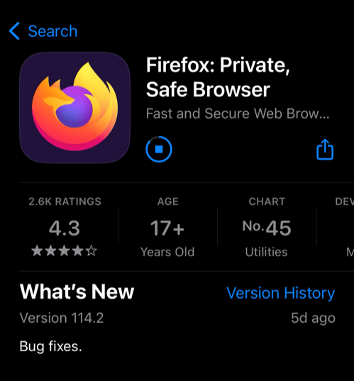 Download and Update Firefox app on iPhone in App Store