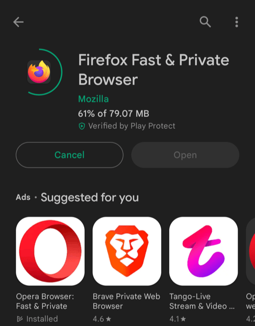 Download and Update Mozilla Firefox on Android Play Store
