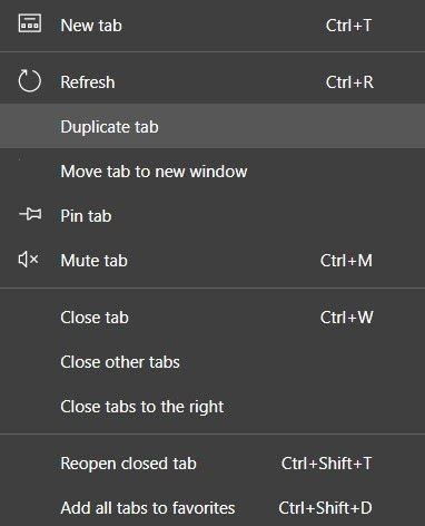 Edge Chromium Computer Tab Management options