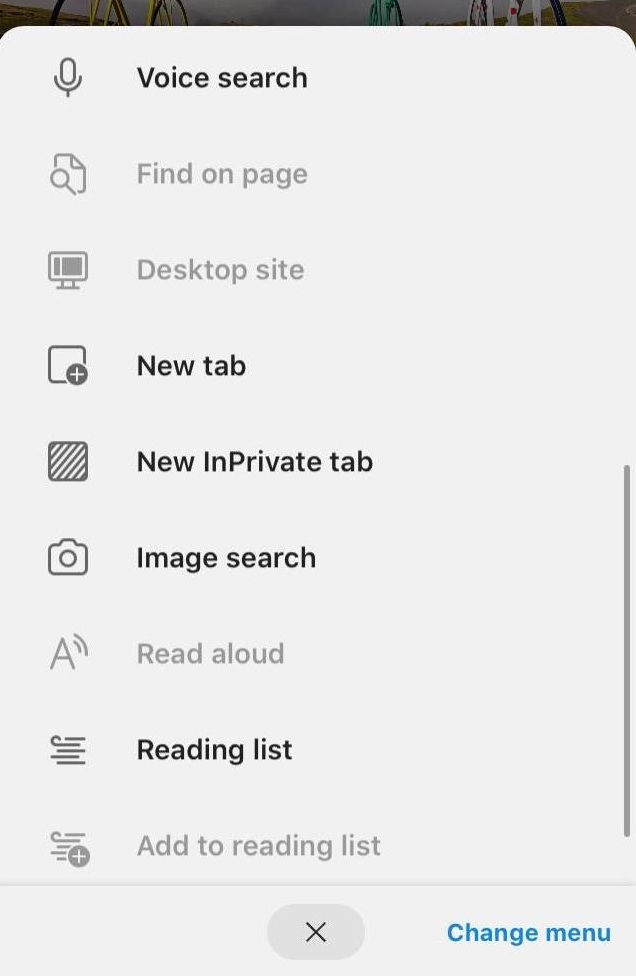Edge iOS in Page Options and Menu