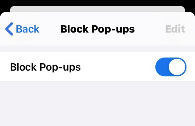 Enable Block Pop-ups option in Chrome iPhone