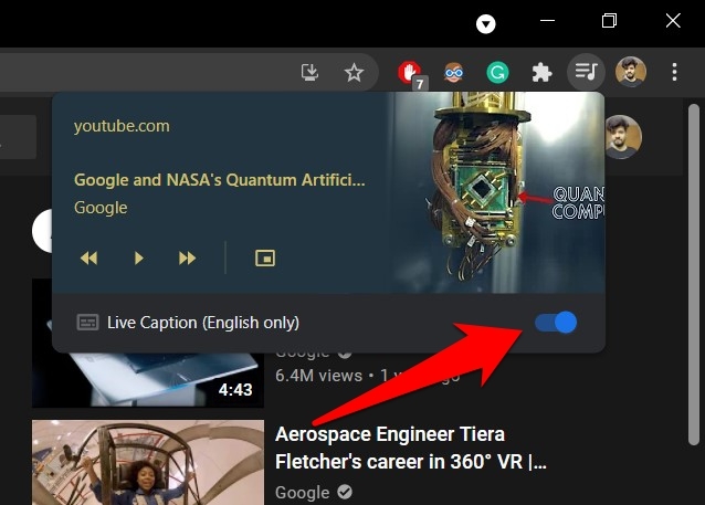 Enable Live Caption from Chrome Toolbar