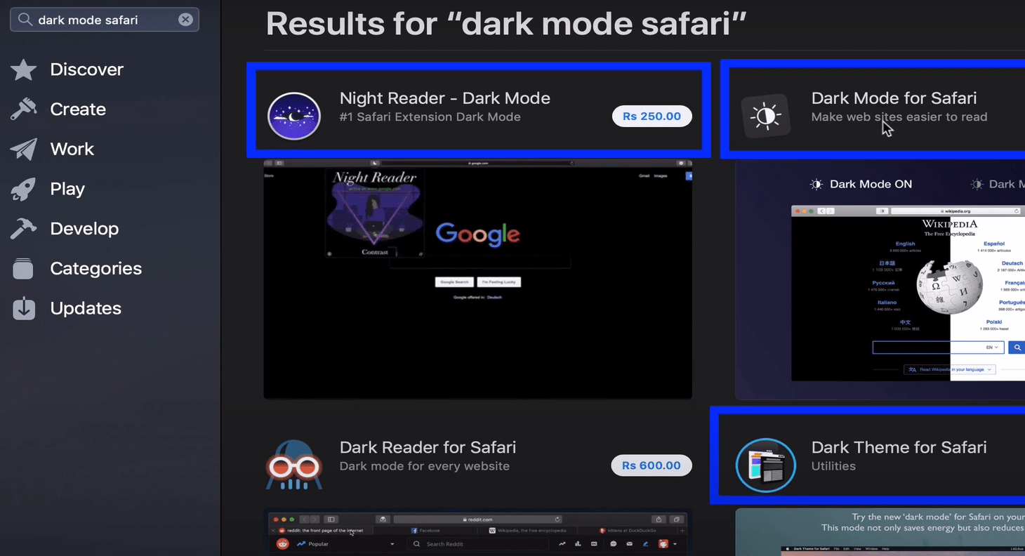 Enable Night or Dark Mode in Safari Mac apps