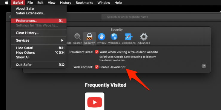 How to Enable or Disable JavaScript execution in Safari on Mac