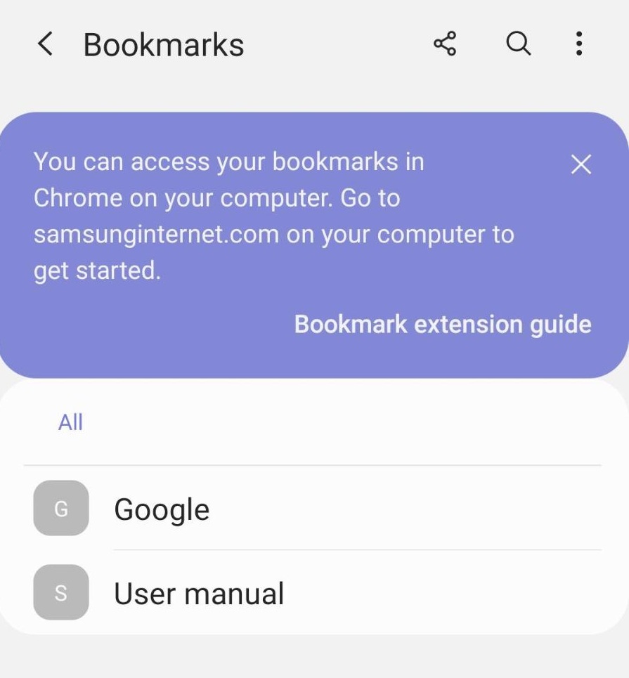 Favorites and Bookmarks in Samsung Internet