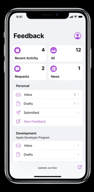 Feedback Assistant App in Apple iOS iPhone