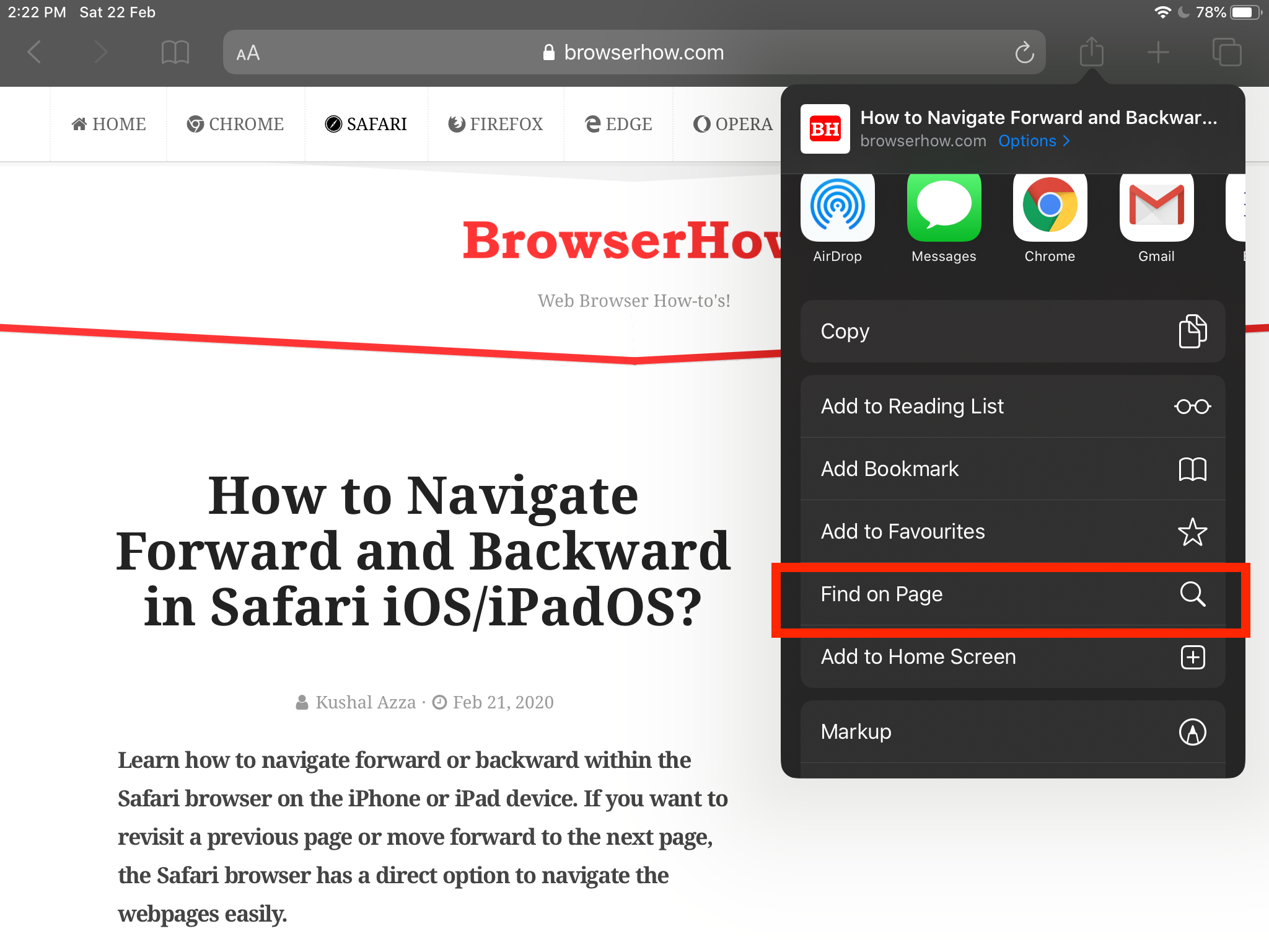 Find on Page in Safari for iPhone and iPad