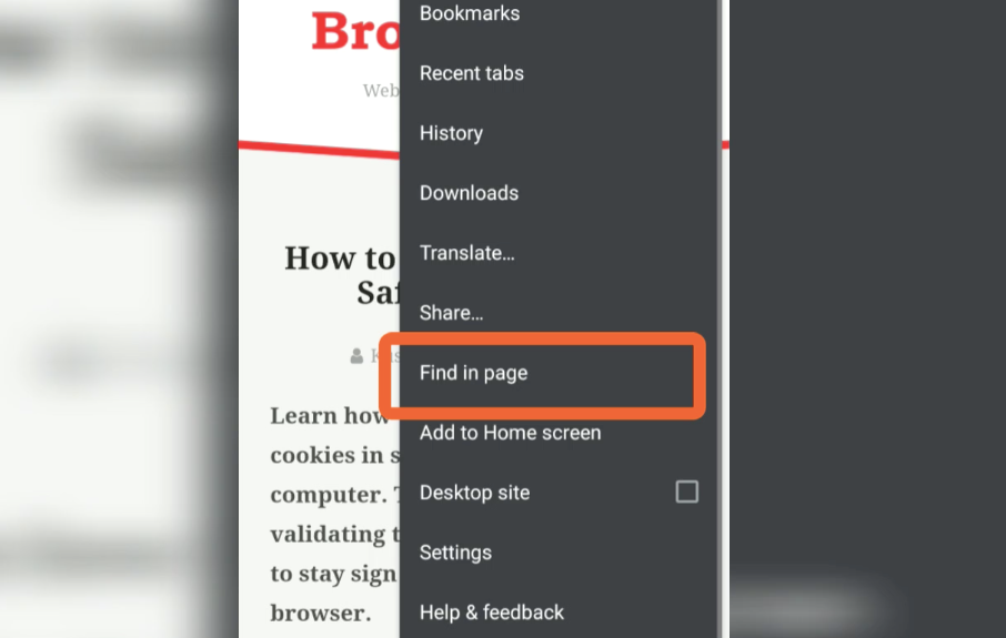 how to search on a webpage on a mobile device