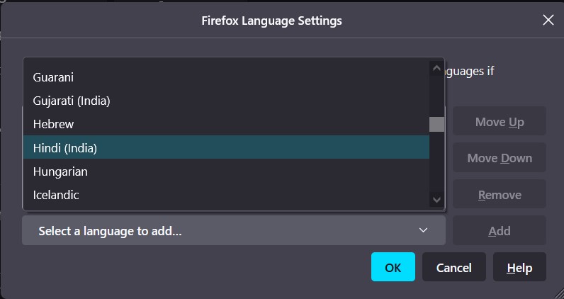 Firefox Language Settings on Computer