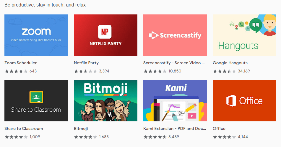 Google Chrome Webstore Productive Extensions