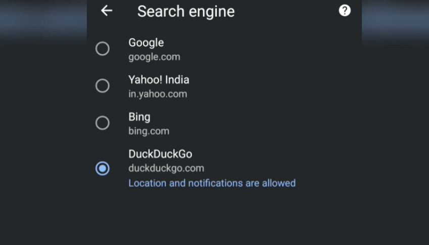 Google Chrome DuckDuckGo Search Engine