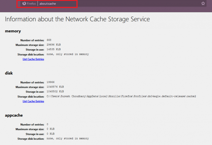 How to View and Clear Cache Setting in Firefox on the Computer