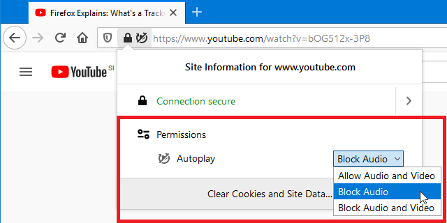 How to block sound access for single webiste in Firefox computer using Autoplay settings
