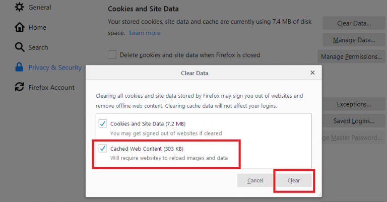 How to View and Clear Cache Setting in Firefox on the Computer