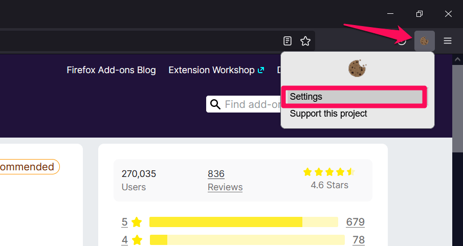 I dont care about cookies settings option on Firefox