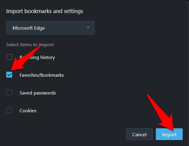 Import Bookmarks into Opera browser from other browser