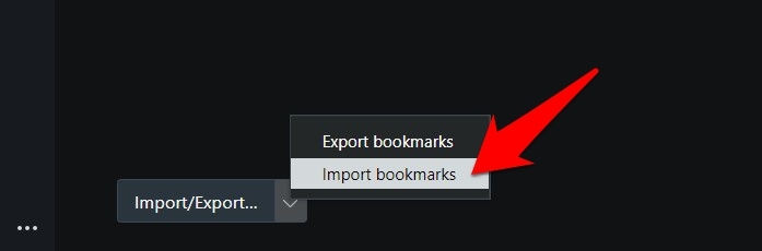 Import bookmarks option in Opera