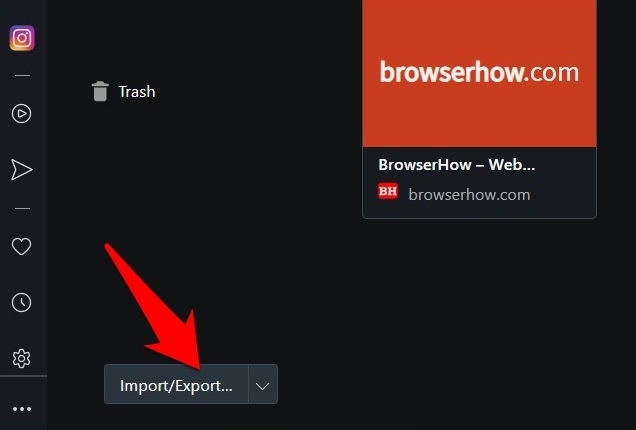 Import/Export option in Opera browser