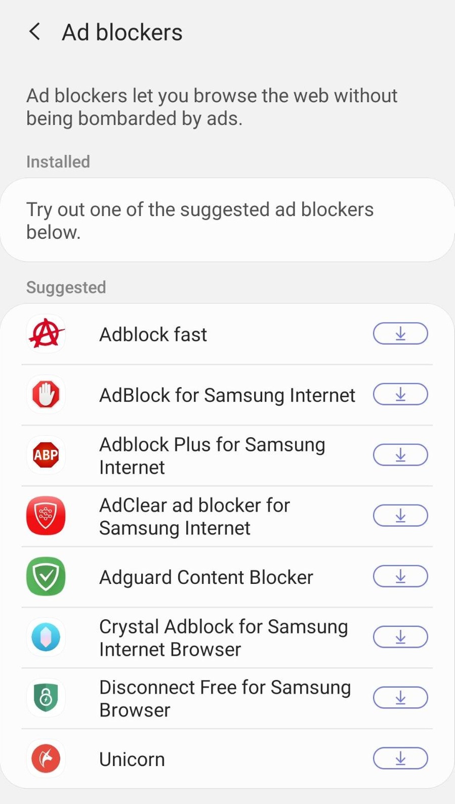 Install Ad Blockers in Samsung Internet Browser