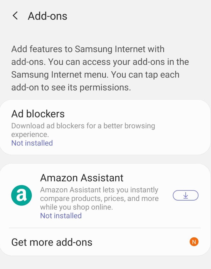 Install and Enable Add-ons in Samsung Internet Mobile Browser