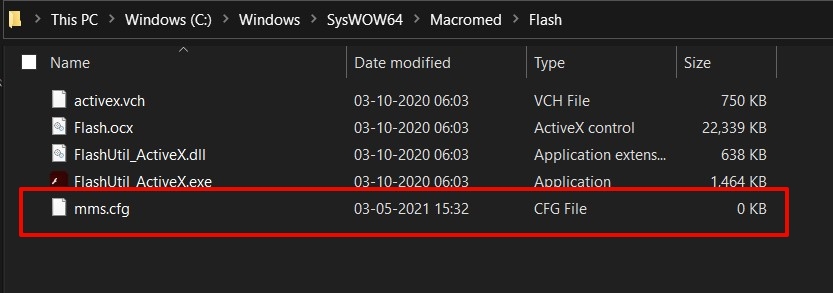 Macromeda Flash mms.cfg file in windows