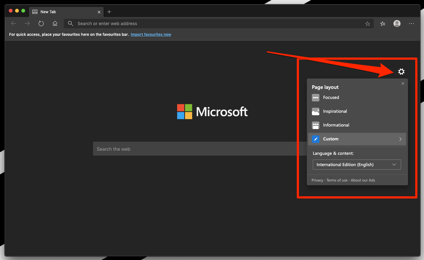 Microsoft Edge Homepage Layout Customization