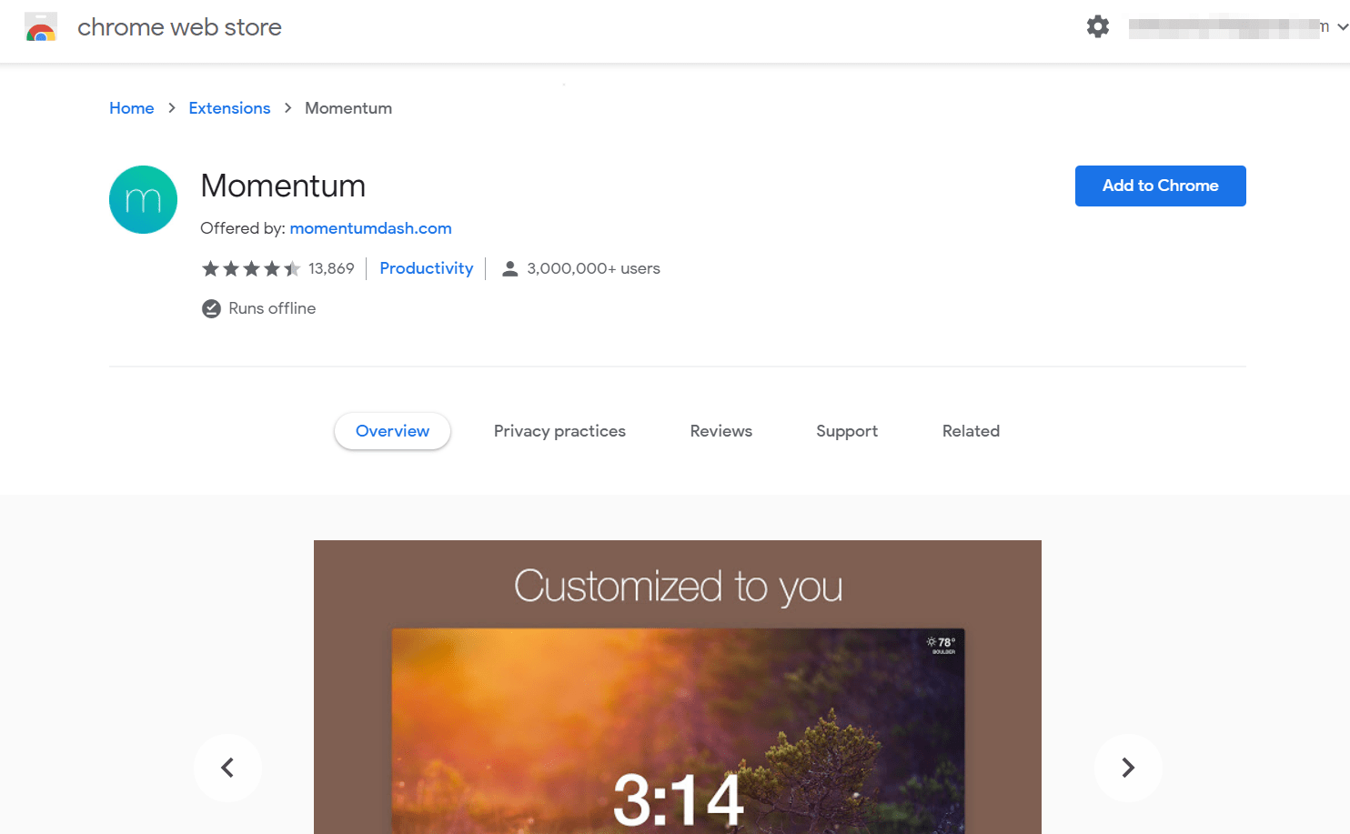 Momentum Chrome Extension