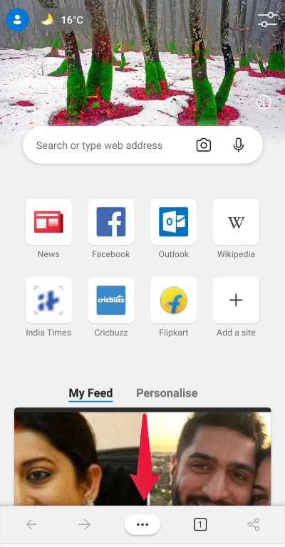 More menu button in Edge for Android