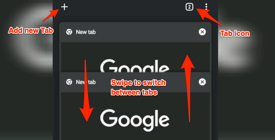 New Tab Icon and Switch Tabs in Chrome Android